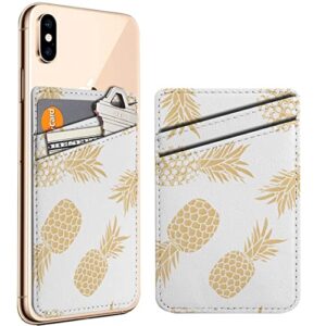 diascia pack of 2 - cellphone stick on leather cardholder ( metallic cream gold pineapple fruit pattern pattern ) id credit card pouch wallet pocket sleeve