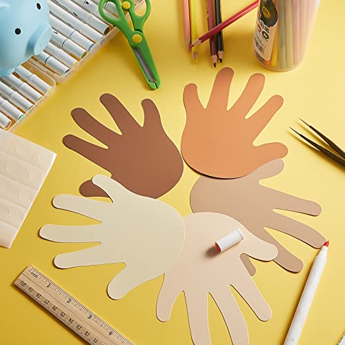 Eersida Multicultural Hand Cut Outs Skin Tone Handprint Accents Paper Cutouts Name Tags Bulletin Board Classroom Decoration for Teacher Student Back to School Party 5.5 x 4.8 Inch (100)