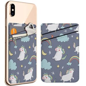 diascia pack of 2 - cellphone stick on leather cardholder ( beautiful happy unicorns pattern pattern ) id credit card pouch wallet pocket sleeve