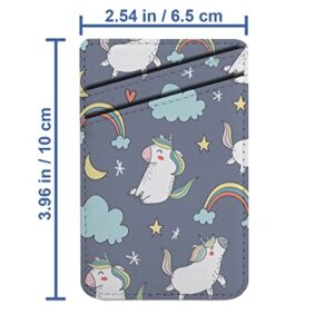 Diascia Pack of 2 - Cellphone Stick on Leather Cardholder ( Beautiful Happy Unicorns Pattern Pattern ) ID Credit Card Pouch Wallet Pocket Sleeve