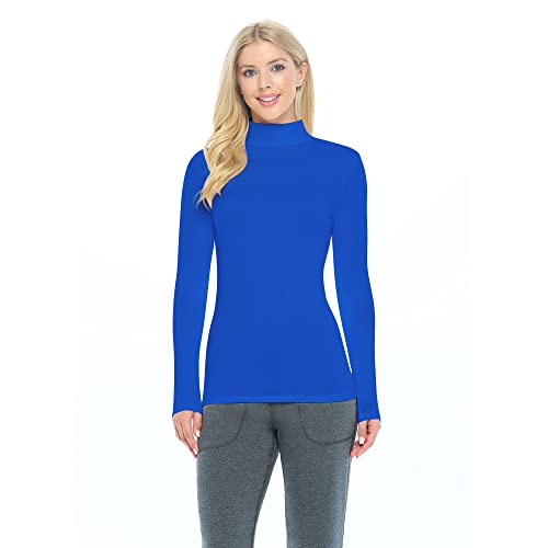 Natural Uniforms Women's Long Sleeve Mock Turtle-Neck T-Shirt Under Scrub (True Royal Blue, X-Large)