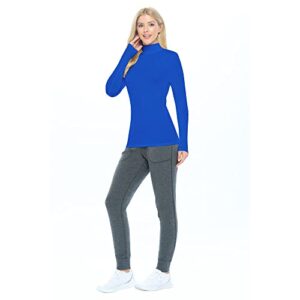 Natural Uniforms Women's Long Sleeve Mock Turtle-Neck T-Shirt Under Scrub (True Royal Blue, X-Large)