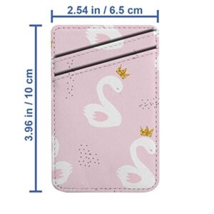 Diascia Pack of 2 - Cellphone Stick on Leather Cardholder ( Swan Princess Golden Glitter Crown Pattern Pattern ) ID Credit Card Pouch Wallet Pocket Sleeve
