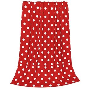 Fashion Funny Red Polka Dot Throw Blanket for Couch Super Soft Cozy Flannel Blanket Throw for Shawls and Wraps Adults (50"x 40")