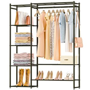 neprock clothing rack with shelves, portable wardrobe closet for hanging clothes rods, free standing shelves organizers and storage