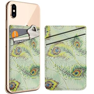 diascia pack of 2 - cellphone stick on leather cardholder ( beautiful peacock feathers pattern pattern ) id credit card pouch wallet pocket sleeve