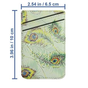 Diascia Pack of 2 - Cellphone Stick on Leather Cardholder ( Beautiful Peacock Feathers Pattern Pattern ) ID Credit Card Pouch Wallet Pocket Sleeve