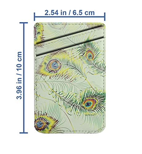 Diascia Pack of 2 - Cellphone Stick on Leather Cardholder ( Beautiful Peacock Feathers Pattern Pattern ) ID Credit Card Pouch Wallet Pocket Sleeve