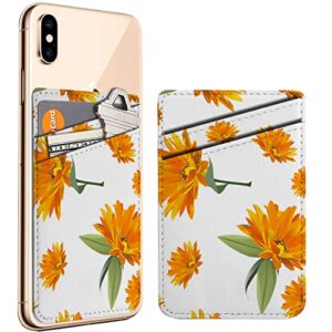 diascia pack of 2 - cellphone stick on leather cardholder ( flower love orange beautiful article pattern pattern ) id credit card pouch wallet pocket sleeve