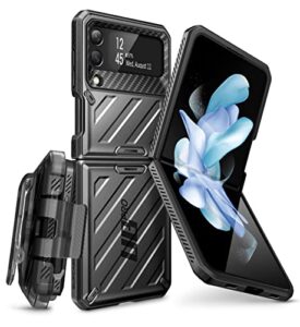 supcase unicorn beetle pro series case for samsung galaxy z flip 4 5g (2022), full-body dual layer rugged protective case with holster (black)