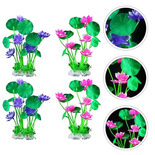 BESTOYARD Artificial Plants Artificial Plants 3pcs Flower Fish Tank Aquarium Plants Fish Tank Flower Ornament Artificial Aquarium Plants Decor 4pcs Plastic Glass Containers Glass Containers