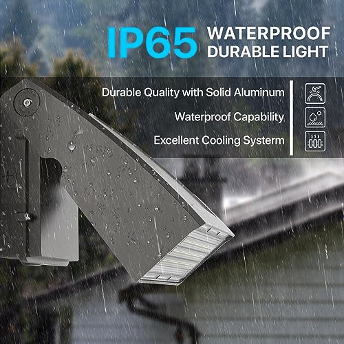 HYPERLITE LED Wall Pack Light with Dusk to Dawn Photocell 100W 13,000LM, Ideal Outdoor Security Lighting Commercial and Industrial LED Wall Lights for Parking lot Garage Factory ETL Listed