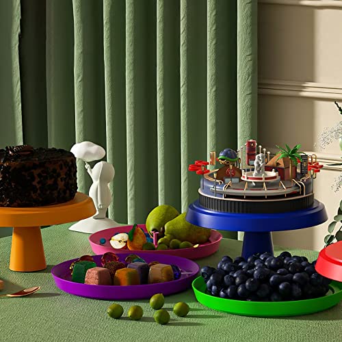 Enjoy Myself 7-Piece Set of Colorful Cake Stands, Versatile Dessert Plates and Fruit Platters, Cupcake Display Serving Tray for Any Occasion