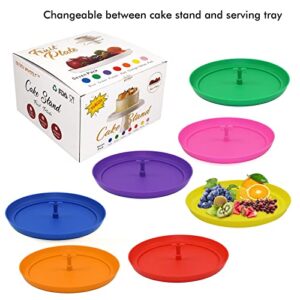 Enjoy Myself 7-Piece Set of Colorful Cake Stands, Versatile Dessert Plates and Fruit Platters, Cupcake Display Serving Tray for Any Occasion