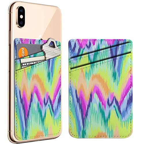 Diascia Pack of 2 - Cellphone Stick on Leather Cardholder ( Cute Rainbow Ikat Chevron Print Pattern Pattern ) ID Credit Card Pouch Wallet Pocket Sleeve