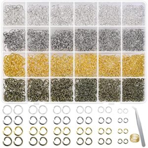 2840 pieces jump rings for jewelry making, shynek open jump rings for jewelry making supplies, crafts and keychains(4mm 5mm 6mm 7mm 8mm 10mm)