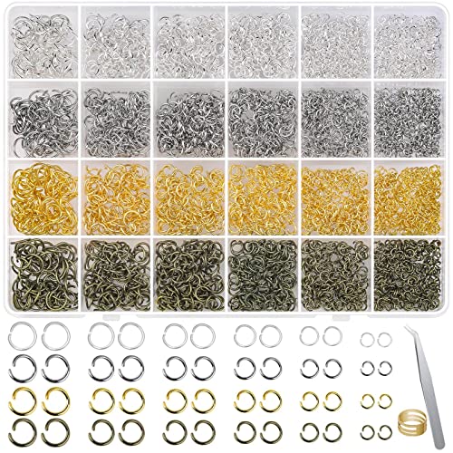 2840 Pieces Jump Rings for Jewelry Making, Shynek Open Jump Rings for Jewelry Making Supplies, Crafts and Keychains(4mm 5mm 6mm 7mm 8mm 10mm)