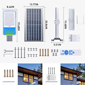 OKPRO S-480J 1000W Solar Street Lights Outdoor Waterproof, 6500K 100000LM Outdoor LED Street Light Dusk to Dawn, LED Wide Angle Lamp with Remote Control, for Parking Lot