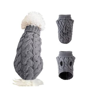 cnarery knitted turtleneck dog sweaters, warm pet sweater, cute knitted classic dog sweater for autumn and winter cold weather puppy clothes(gray)