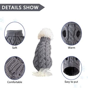 Cnarery Knitted Turtleneck Dog Sweaters, Warm Pet Sweater, Cute Knitted Classic Dog Sweater for Autumn and Winter Cold Weather Puppy Clothes(Gray)