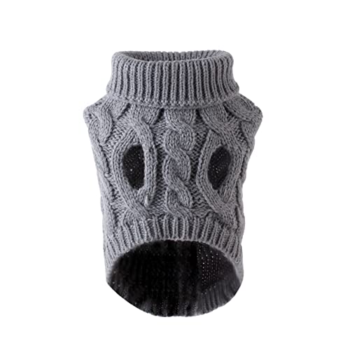 Cnarery Knitted Turtleneck Dog Sweaters, Warm Pet Sweater, Cute Knitted Classic Dog Sweater for Autumn and Winter Cold Weather Puppy Clothes(Gray)