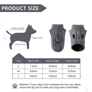 Cnarery Knitted Turtleneck Dog Sweaters, Warm Pet Sweater, Cute Knitted Classic Dog Sweater for Autumn and Winter Cold Weather Puppy Clothes(Gray)