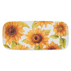 upware 15 inch melamine rectangle serving tray, bpa free food tray (sunflower)