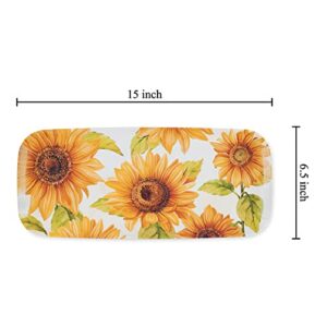 UPware 15 Inch Melamine Rectangle Serving Tray, BPA Free Food Tray (Sunflower)