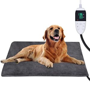 enjoy pet dog heating pad, pet heating pad with 12 level timer and temperature, indoor pet heating pads for cats dogs with chew resistant cord, long-time working electric pet heated mat