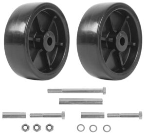 (2-pack) ar-pro 6-inch boat trailer jack wheels - universal fit black plastic caster wheels - includes all mounting hardware - suitable for boat trailer jacks with 1 or 2 wheels