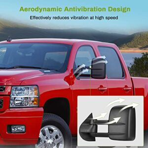 AUTOSAVER88 Towing Mirrors Compatible with 2007-2013 Chevy Silverado 1500 Avalanche, Manual Telescoping Side Tow Mirror for 2007-2014 GMC Yukon XL 1500/2500 Sierra 2500 HD/3500 HD Pair Set