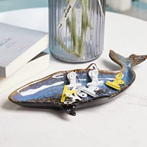 SEINHIJO Cearmic Candy Dish Cookie Plates Nuts Bowl Jewelry Tray Dolphin Gifts Sculpture Home Decor 11.5 inch