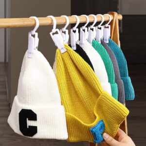 Wangzzniu 10 Pcs Hanging Laundry Hooks Clip Plastic Swivel Hanging Towel Clips Strong Clips with Hanger Hook for Wardrobe Boot Hat Curtain Socks Sheets Beach Towel,Black+white