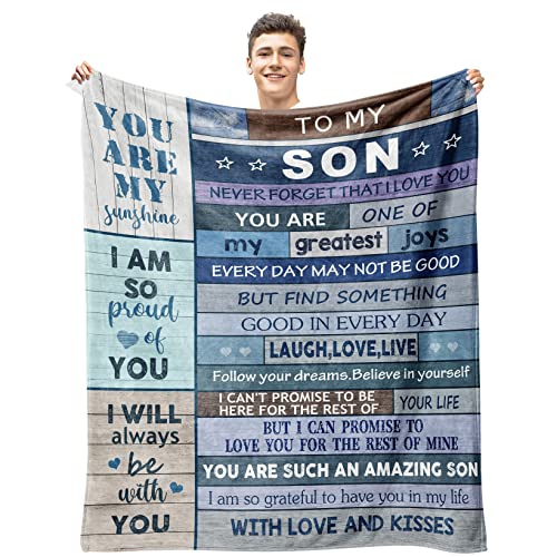 CUJUYO to My Son Gifts Blanket 60"x50" - Son Gifts from Mom/Dad Blankets - Gifts for Grown Son - Son Gifts from Mother/Father - Christmas Graduation Birthday Gift Ideas for Son