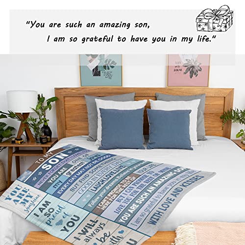 CUJUYO to My Son Gifts Blanket 60"x50" - Son Gifts from Mom/Dad Blankets - Gifts for Grown Son - Son Gifts from Mother/Father - Christmas Graduation Birthday Gift Ideas for Son