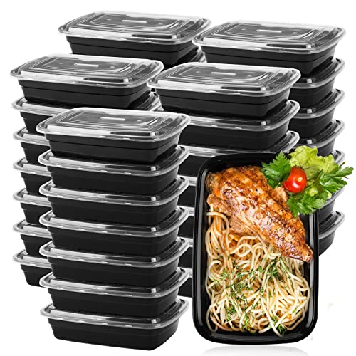 WUHUIXOZ 50 Pack 32 oz Meal Prep Container, Food Storage Containers with Lids, Disposable Bento Box Reusable Plastic Lunch Box Kitchen Food Take-Out Box Microwave Dishwasher Freezer Safe