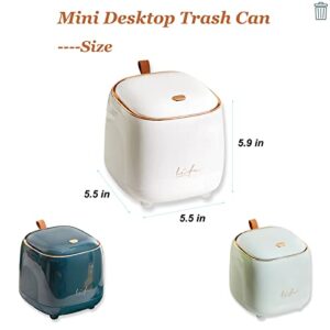 Aiabaleaft Mini Trash Can with 3 Rolls of Trash Bags, ABS Material Desktop Trash Can, 1.5 Liters Waste Can Applicable for Bathroom Vanity, Coffee Table, Offices, Waste Basket (White)