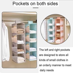 IGOYDD Hanging Closet Organizer 4 Shelf, Foldable Closet Storage Shelves, Cloth Hanging Shelves with 12 Side Pockets, Washable Wardrobe Space Saver, Gray