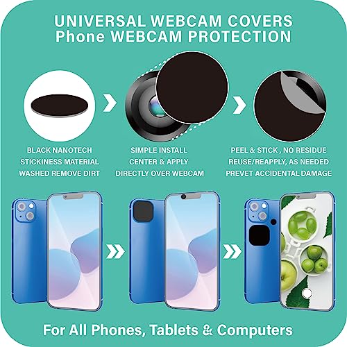 27 Pcs Nano Universal Webcam Covers - 5-Sizes for Every Size Webcam on Any Device -Reusable/Washed Multi-use – Protect Your Privacy and Prevent Lens Glass Breakage- 1 Microfiber Cleaning Cloth