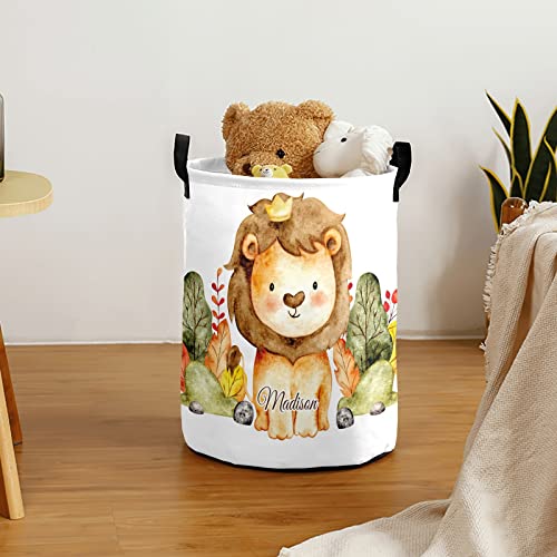 King of Jungle Lion Personalized Laundry Basket Clothes Hamper Storage Handle Waterproof, Custom Collapsible Large Capacity , for Bedroom Bathroom Toy Decoration