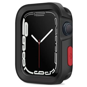 amizee rugged case compatible with apple watch case series 8/7 45mm series 6/se/5/4 44mm, soft tpu shockproof bumper drop proof protective cover compatible with iwatch - black