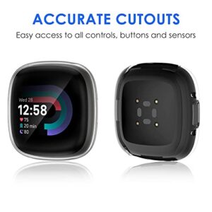 KIMILAR 3-Pack Screen Protector Case Compatible with Fitbit Sense 2/Versa 4, Ultra-Thin Soft TPU Plated Bumper All-Around Full Cover Protective Cases for Sense 2 Advanced Smartwatch