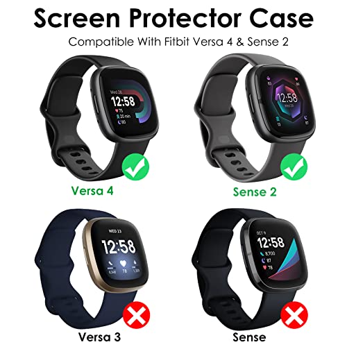 KIMILAR 3-Pack Screen Protector Case Compatible with Fitbit Sense 2/Versa 4, Ultra-Thin Soft TPU Plated Bumper All-Around Full Cover Protective Cases for Sense 2 Advanced Smartwatch