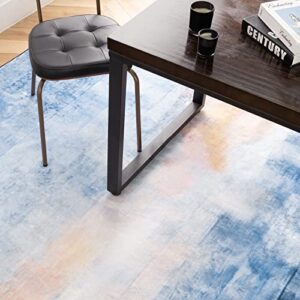 Phantoscope Aesthetic Print 2x3 Small Indoor Door Mat Gradient Style Non-Slip Backing Doormat Entryway Throw Area Rug Machine Washable, Blue & Beige