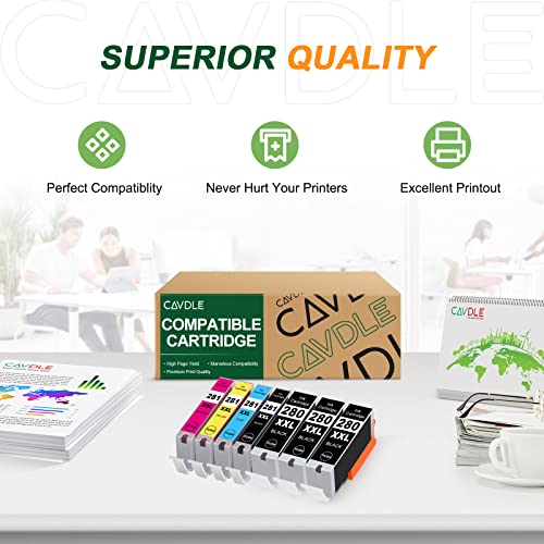 CAVDLE PGI280XXL Compatible Ink Cartridges Replacement for Canon 280 281 XXL Ink Cartridge Works with Canon PIXMA TR8520 TR8620 TS6220 TS6320 TR7520 TS6120 TS9120 TS8120 Color Set - 7 Packs