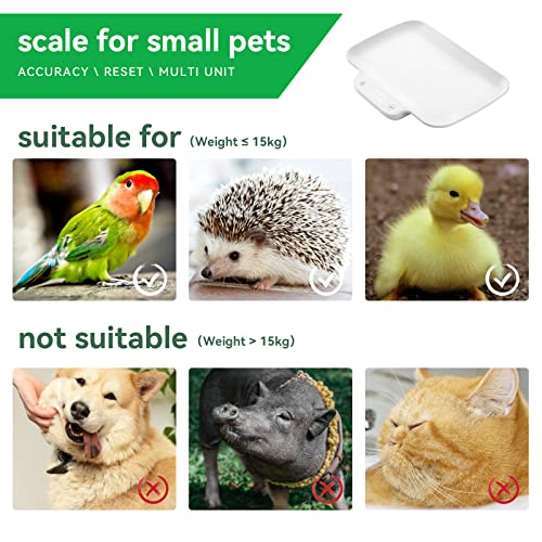 Kytree Pet Digital Scale, Puppy Scale Kitchen Weight Scale, Measures Small Animals with 33 lb/15 kg, Multi-Function Portable Electronic Scale Digital Weight for Pets