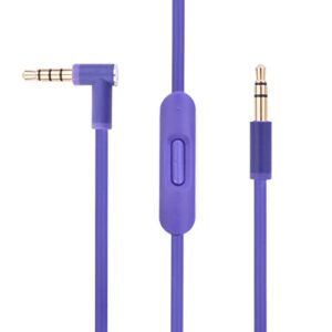 solo 3 replacement audio cable cord with inline mic and volume control for beats by dre headphone solo/studio/pro/detox/wireless/mixr/executive/pill hd sound quality, dual 3.5mm plugs (purple)