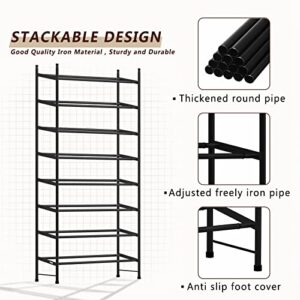 YIZAIJIA Shoe Rack Storage Organizer 4 Tier Expandable Metal Adjustable Shoe Shelf Free Standing Shoe Rack for Entryway Closet Doorway,Black