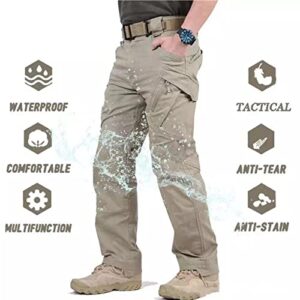 XHSYTC Soldier Tactical Waterproof Pants Outdoor Combat Hiking,Mens Tactical Pants Ripstop Cargo Pants,Multi Pocket Work Pants. (XL, Black)