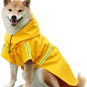 Okawany Dog Raincoat with Reflective Strip Hood for Dogs. Rain Coat Poncho for Small to Large Dogs